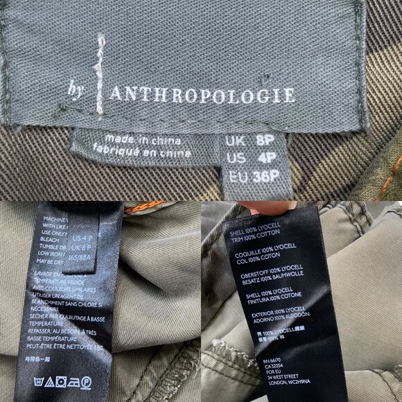 Anthropologie Montana Camo Buttondown Blouse 4P Petite Green Long Sleeve Fall - Picture 6 of 12